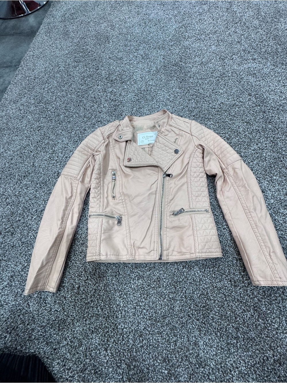 Ci Sono Blush Quilted Faux-Leather Moto Jacket